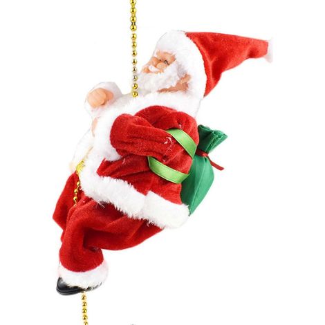 Père Noël grimpant à la corde musicale pour une décoration de Noël joyeuse - Père Noël animé amusant - Jouet pour enfant - Décoration de sapin de Noël (1/5)