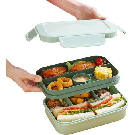 Lunchbox – 2000 ml Bento-Lunchbox für Kinder und Erwachsene mit 8 Fächern, auslaufsicheres Bpa-freies Bento, isolierte Lunchbox für Büro, Schule, Picknick (grün)