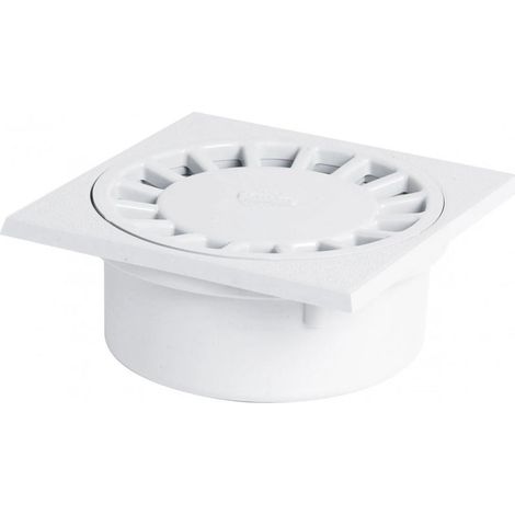 Siphon de cour à emboîture incorporée verticale M50 F40/63 – Platine 150x150 – Blanc pour ventilation – Siphon de sol professionnel (1/4)