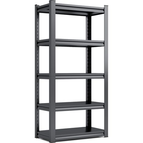 Étagère métallique charge lourde 5 niveaux noire 183 x 90 x 40 cm, 650 kg, réglable (1/5)
