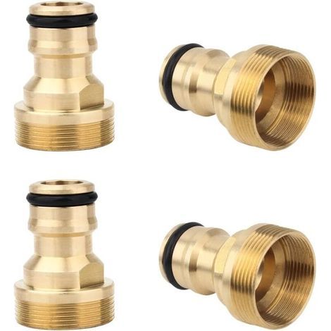 Lntyq 4-teiliges Messing-Wasserhahn-Adapterset, Schlauchanschluss für Gartenwasserhähne, Universaladapter für Küchenwasserhähne, Adapter mit Außen- und Innengewinde, Schnellkupplungsadapter (1/5)