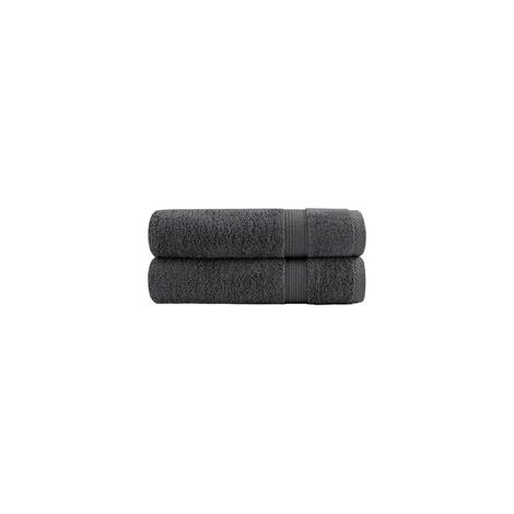 Serviettes de douche haut de gamme SOLUND, lot de 2. Anthracite, 70 x 140 cm, 600 g/m² - Crezuo (1/4)