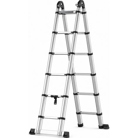 2.5 + 2.5 m Folding Telescopic Ladder for DIY (1/5)