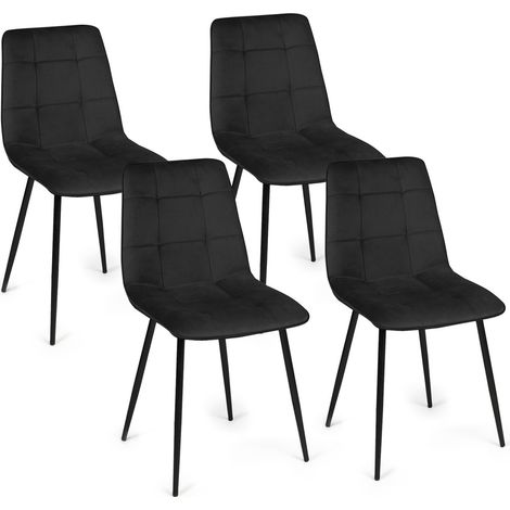 Set di 4 sedie da pranzo MILA in velluto nero