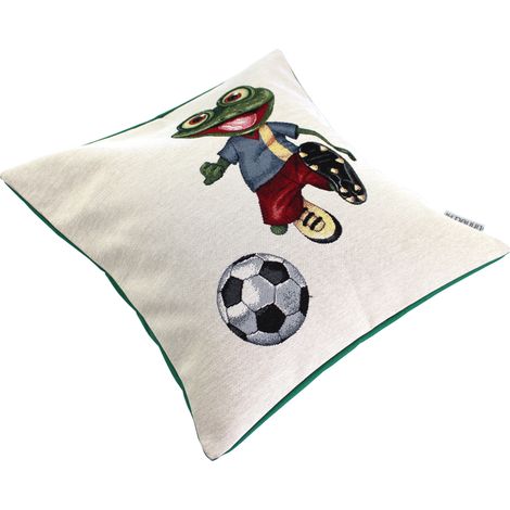 Housse de coussin 45x45 cm GRAZIE Grenouille footballeuse polycoton acrylique (1/5)