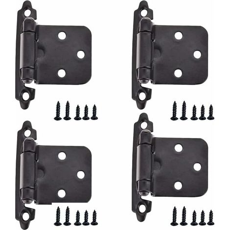 Lot de 4 charnières à fermeture automatique, charnières à 270 degrés, charnières de porte de meuble chromées polies, charnières de porte de placard de cuisine avec vis (noires) (1/5)
