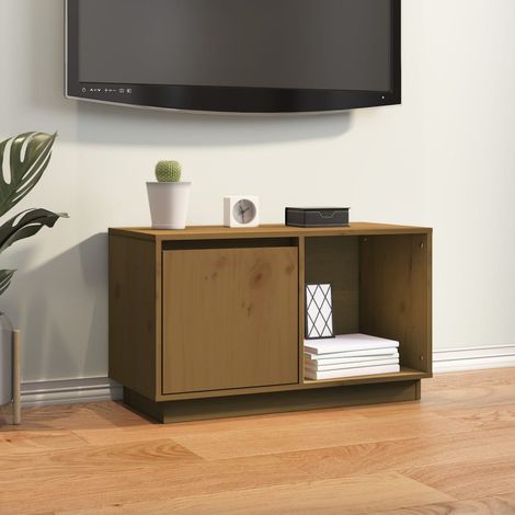vidaXL Mobile TV Ambra 74x35x44 cm in Legno Massello di Pino (1/5)