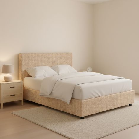 Cama de Plaza y Media Harlow, Desenfundable, Hecho en Italia, Beige (1/5)