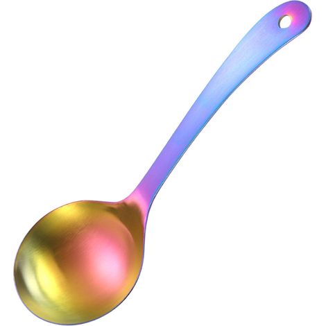 Grande cuillère à soupe en acier inoxydable doré 304, cuillère de cuisine ménagère à manche long et épais, finition mate. (1/5)