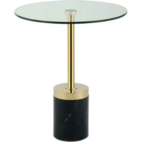 Table d'Appoint en Marbre "Lana" 53cm Or & Noir (1/5)