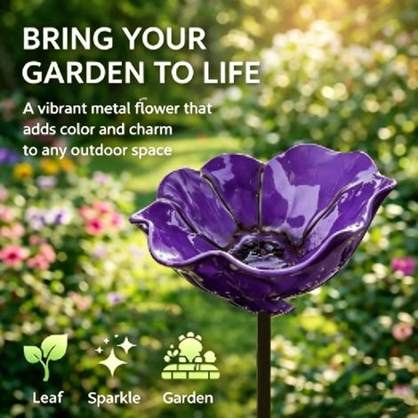 1 abreuvoir pour abeilles, bain d'oiseaux, piquet jardin métal 60 cm, finition orange, usage extérieur (1/5)