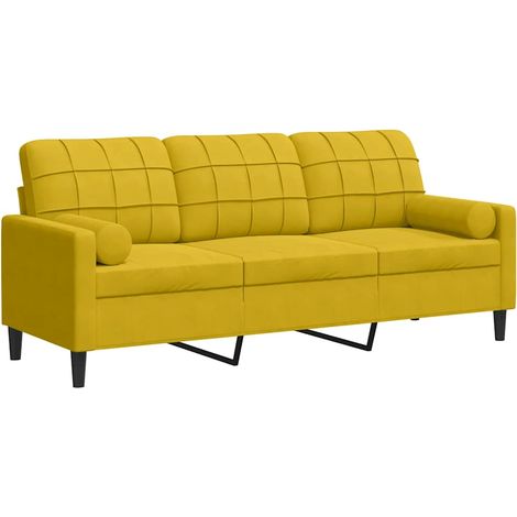 Maison Exclusive - Divano a 3 Posti con Cuscini Giallo 180 cm in Velluto