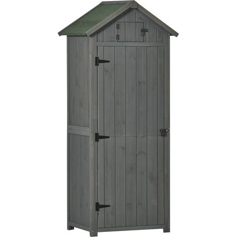 easycomfort capanno da giardino porta attrezzi in legno impermeabile, 77x54.2x179cm - grigio (1/5)