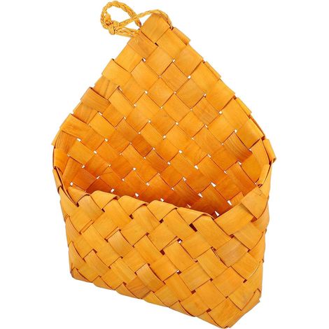 Panier suspendu en bois tressé à la main décoration murale (1/5)