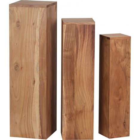Lot de 3 sellettes carrées 24,5, 20 et 15 cm en acacia massif (1/3)