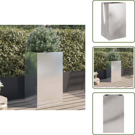 Pflanzkübel Silbern 42x38x75 cm Edelstahl - Edelstahl Pflanzkübel - Blumentopf Silber - Gartendekoration - Balkonpflanze - Terrasse Pflanze (1/5)