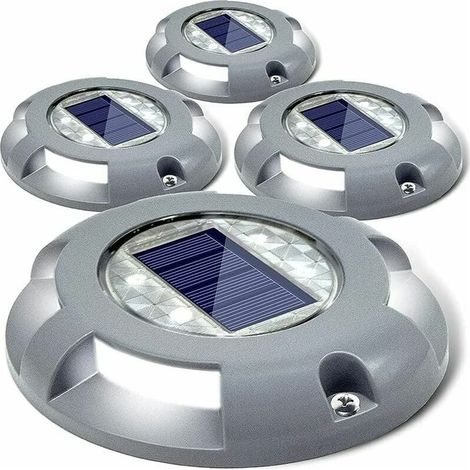 Marqueurs de route solaires LED imperméables IP68 pour allée jardin escalier patio blanc lot de 4 (1/5)
