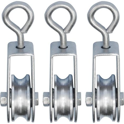 3 Mini Pulleys with Ball Bearings, ø 28mm, for 6mm rope, Bearing 30kg