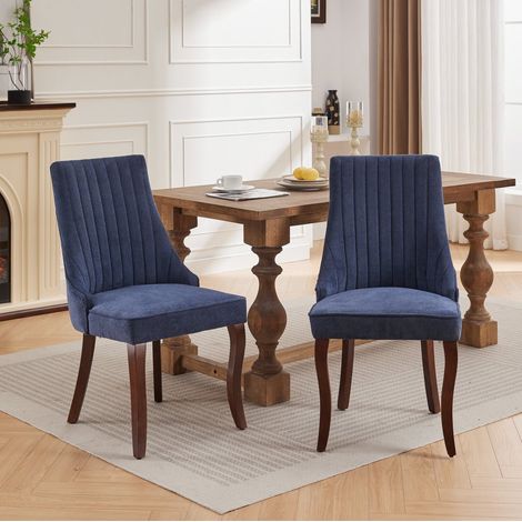 MEUBLIV Lote de 2 sillas de comedor azules, respaldo alto, patas de madera, montaje fácil (1/5)