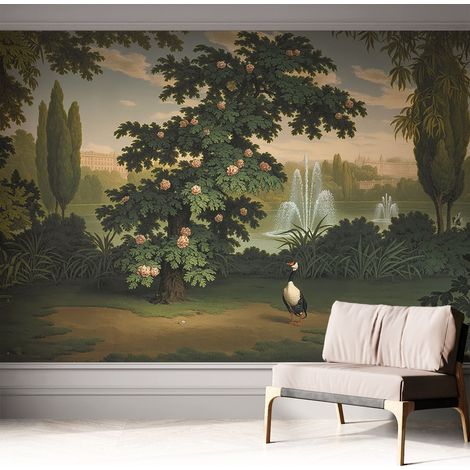 Papier peint adhésif autocollant pour salon chambre à coucher peint imprimé pour mur Jardin naturel 312x219 cm (1/5)