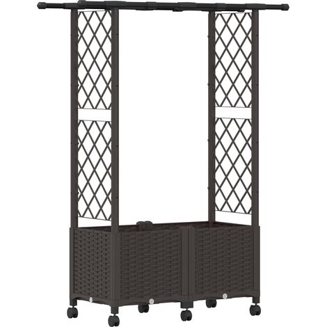 Maison Exclusive - Vyvýšený záhon s treláží a střechou Hnědá 124,5 x 40 x 142 cm (1/5)