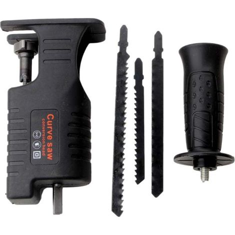 Ej.Life Säbelsägen-Adapter, Abnehmbarer Handbohrmaschine-zu-Säge-Adapter, Kettensägen-Umrüstkopf mit 3 Klingen für Holz, Hartplastik (1/5)
