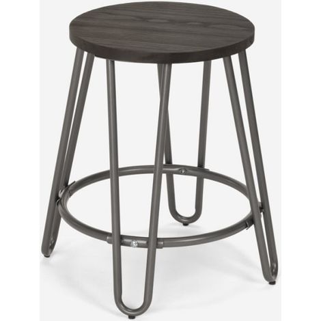 Hocker Metall Holz Industrielles Design Bars Restaurants Küche Carbon One - Dunkel Grau