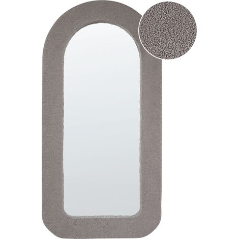 Specchio da parete moderno decorativo appeso 60 x 120 cm Telaio MDF Forma rettangolare Tessuto Boucle Taupe Cervon