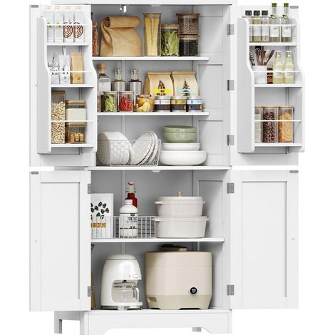 Küchenschrank mit 4 Türen, 6 Einlegeböden, weiß, 130x60x30cm (1/5)