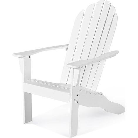 COSTWAY Garden Adirondack Chair Acacia Wood Patio Adirondack Chair w/ Slatted Seating (1/5)