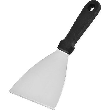 Scraper - Acier Inoxydable - Lame Effilochée - Poignée Bois - Résistant à la Chaleur - Pour Grill Barbecue Teppanyaki - 1 Pièce