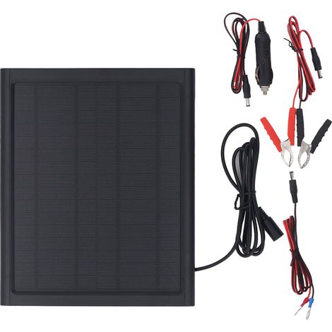 GARRYFIZH ‌Chargeur de Batterie Solaire 6W 16V - Kit d’Entretien Portable pour Voiture, Moto, Bateau, Camping-car, Remorque‌