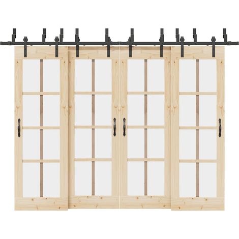 Schiebetürbeschlag-Set 305 cm Stahl Schwarz