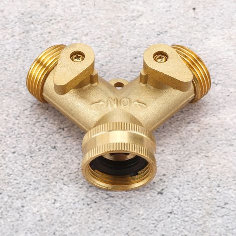 Robinet à bille double de jardin de style américain, robinet à bille tout cuivre pour jardin, raccord à deux voies (1/5)