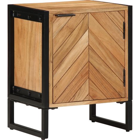 Nachttisch Braun 40 x 30 x 50 cm Massivholz Akazie und Metall