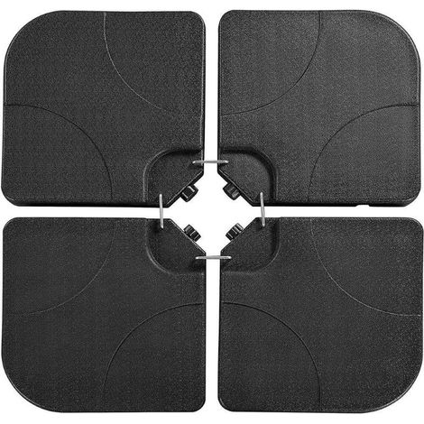 Set of 4 Parasol Base Set Stand With Sand & Water Filled Weights Black (1/4)