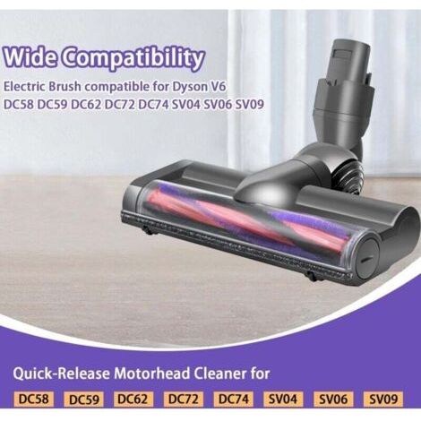 Tête de brosse pour Dyson V6 DC58 DC59 DC62 DC72 D74 SV04 SV06 SV09 Brosse électrique pour Dyson V6 DC58 DC59 DC62 DC72 D74 Accessoire de tête d'aspirateur pour Dyson V6