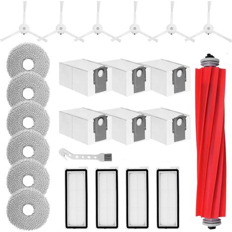 25 Stück Zubehör kompatibel mit Roborock Qrevo Pro/Qrevo S/Qrevo MaxV Saugroboter, Ersatzteile Zubehörset Hauptbürste Staubbeutel Seitenbürsten Wischtücher HEPA Filter Bürste Schraubenzieher Zubehör (1/5)