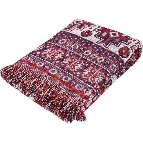 Couverture jetée double face en coton tissé pour canapé, tapis à franges décoratives pour lit et sofa (2) (1/5)