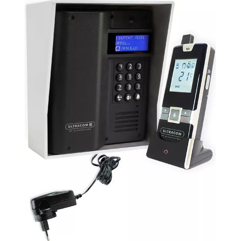 Interphone autonome sans-fil longue distance 600 mètres UltraCOM3 avec visière argentée + combiné + transformateur 12V (1/5)