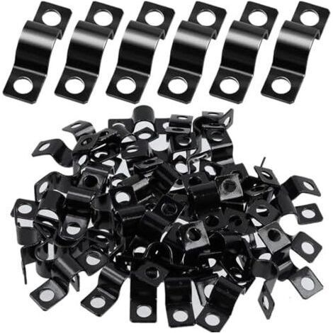 60 Pièces Colliers de Serrage en U, Collier Serrage, Fixation Grillage Rigide 6 mm, Tuyau pour Attache Tube, Fixer Traille Trou - mm (1/5)