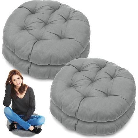 Coussin d'assise rond, 40 x 40 cm, confortable, pour salon, salle à manger, bureau, chaise de jardin, chaise de balcon, chaise de bureau, intérieur et extérieur (gris foncé) (1/5)