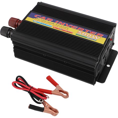 500W Onduleur Voiture 12V CC vers 110V 220V CA avec Voyant de Fonctionnement Bouton Interrupteur Protection Anti-Îlotage Tension Courant Température (1/5)