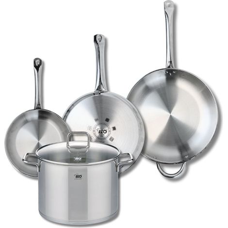 Ensemble de 3 Poêles de cuisson 24, 28 et 32 cm et 1 faitout 26 cm Elo Profi Citrin (1/5)