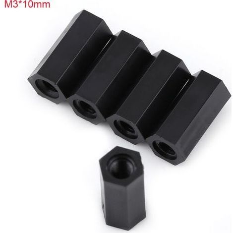 100 entretoises filetées noires PA66 M3 femelle x hexagonale (M310) (1/5)