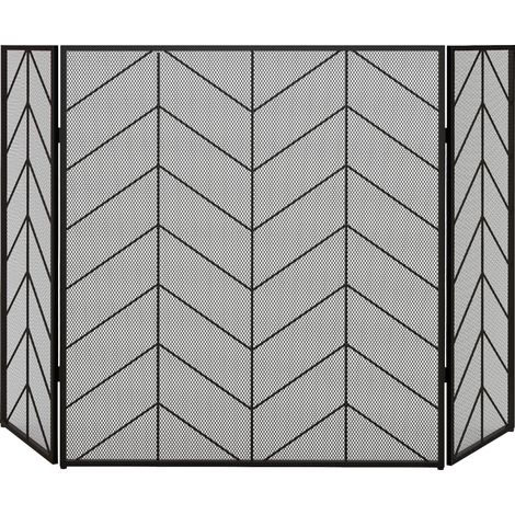 Eleganter Kaminschutz, faltbar, beschichtet, schwarz, 135 x 85 cm (1/5)