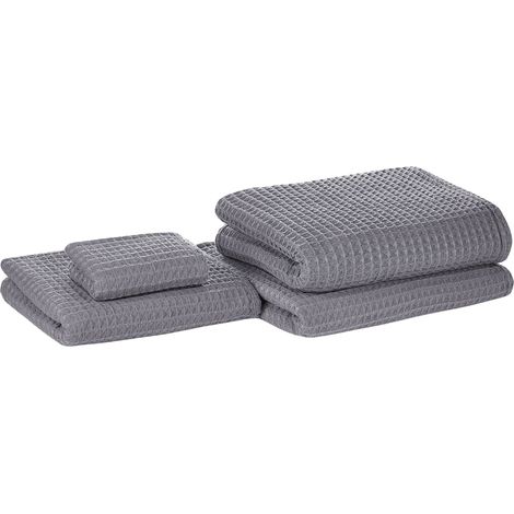 Set di 4 Asciugamani da Bagno in Morbido Cotone Zero Twist Grigio Areora (1/5)