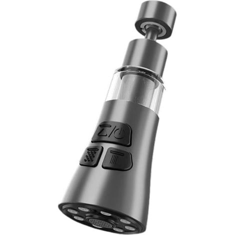 Rubinetto filtro per lavabo girevole a 360°, interruttore a tre modalità per getto a schiuma o a doccia, aeratore anti-schizzo rimovibile, compatibile con la maggior parte dei rubinetti standard. (1/5)