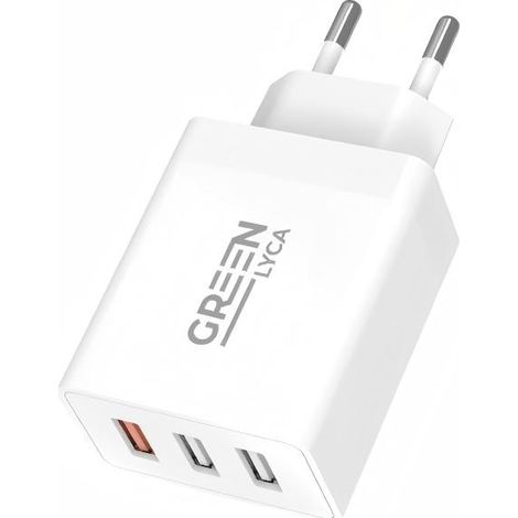 Carregador Rápido - 42W Power Delivery, 3 Portas USB, Branco (1/2)