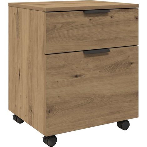 Maison Exclusive - Archivador ruedas madera contrachapada roble a